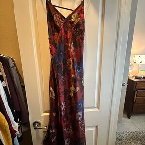 Floral Satin Maxi Dress